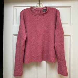 Point Sur by J Crew Fuzzy heathered pink crewneck with button detail S